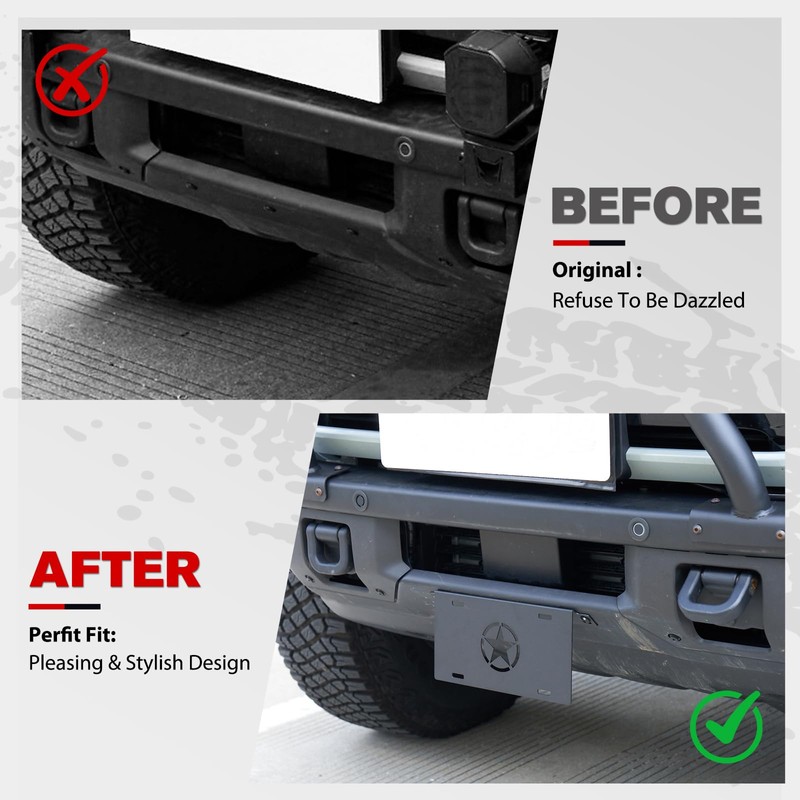 FieryRed Front License Plate Frame for Ford Bronco, Aluminum Alloy