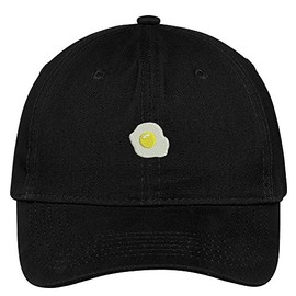 Trendy Apparel Shop Fried Egg Embroidered Low Profile Soft Cotton Brushed Baseball Cap - Black