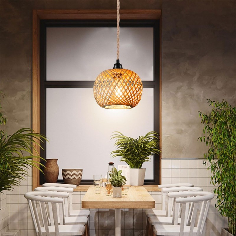 EcoGehen Vintage Pendant Lamp with Plug - Boho Lamp Pendant