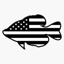 Leyland Designs Crappie Fishing USA Flag United States Black Pan Fish Gift Ideas Sticker Outdoor Rated Vinyl Sticker Decal for Windows, Bumpers, Laptops or Crafts 5"
