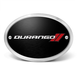 iPick Image Made for Dodge Durango 3D Logo on Black Oval Billet Aluminum 2 inch Tow Hitch Cover