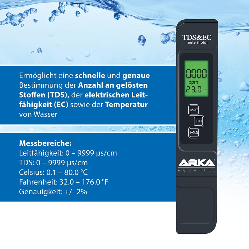 MICROBE-LIFT ARKA myAQUA TDS/EC Meter 3-in-1 - Reliably Measures TDS,