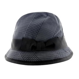 Dolce & Gabbana Cotton Linen Blend Blue Plaid Bucket Hat with Bow Band-57 for Womens