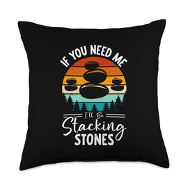 Rock Cairn Stone Balancing Rock Stacking Throw Pillow