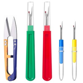 5 Pcs Seam Ripper Set - Luoqun88 Sewing Tool Kit, Sewing Tool Set with 4 Rippers, Scissors & Storage Box for Beginners & Professionals