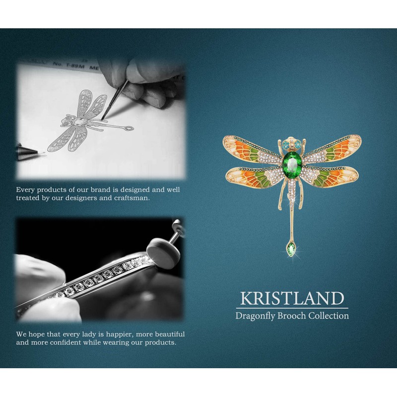 KristLand Broches de cristal austriaco con diseño de mariposa, libélula,