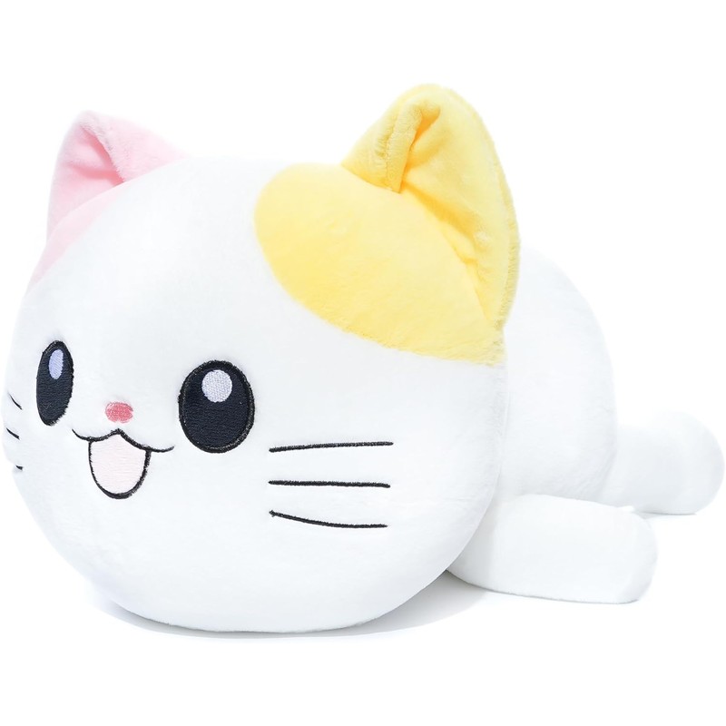 Kawaii Plush Calico Cat Pillow – Soft Sleeping Cat Stuffed