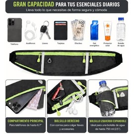 Cangurera Deportiva, Riñonera Deportiva Impermeable, Ultra Ligera Bolsa Reflectante con Hebilla Bolsillos de Auricular Llaves, Bolsa de Cintura Ajusta