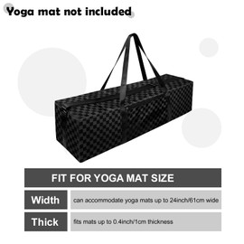 Bruwaa Yoga Bag for Mats & Accessories, Adjustable Strap, Full-Zip Waterproof Oxford Cloth with 2 Pockets, Extra Wide Plaid