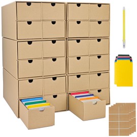 ELSINPAPOX 6 Sets Trading Card Storage Boxes, Includes 24-750 CT Boxes & 96 Dividers, 18000+ Trading Cards Organizer for Collectible Card Games, Sports Cards, TCG, with Labels & Pen