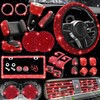 NBTEPEM 27 PCs Red Bling Car Accessories Set for Women,