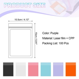 PATIKIL 4 x 6 Inch Foil Pouch Bags, 100 Pcs Packaging Clear Window Resealable Sample Bag for Small Business Party Favor Candy Jewelry Product Supplies, Purple