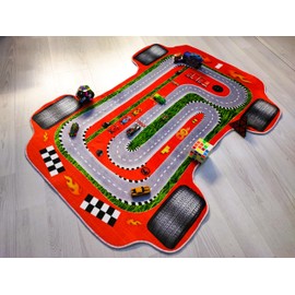 Red Race Car Rug 2x3 Feet Kids Rug Race Track Rug,Rug for Boys and Girls Machine Washable Non-Slip Backing Kids Rugs,Toy Car Mat,Kids car Carpet