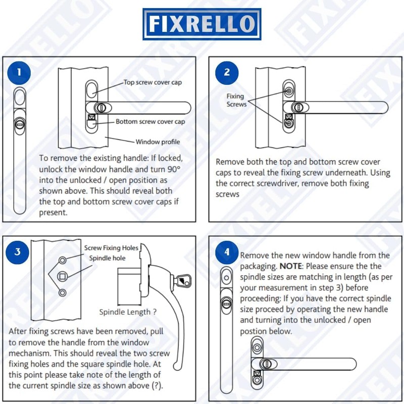 FixRello Window Handle 40mm Spindle - Offset Right-Handed espag Inline