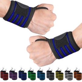 GlobalUP Par de Muñequeras Deportivas. Soporte de Muñeca para Hombre o Mujer, Multifuncionales con Agarre al Pulgar. Ideales para Crossfit, Gimnasio O Halterofilia. Muñequeras Gym. (Marino)