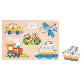 Goki Wooden Stacking Puzzle Puzzle Vehicles with Sound 57519