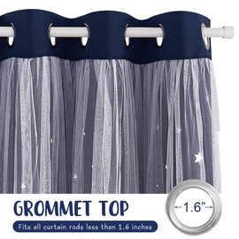 NICETOWN Navy Star Moon Blackout Curtains for Kid's Bedroom - Grommet Thermal Insulated Room Darkening Printed Curtains for Living Room, Double Layer Curtains, Set of 1 Panel, 52 x 95 Inch