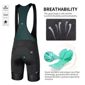 Santic Pantalones Cortos de Ciclismo para Hombre Bib, Acolchados 4D, Transpirables, Pantalones Cortos para Bicicleta de montaña y Carretera, Negro, Large