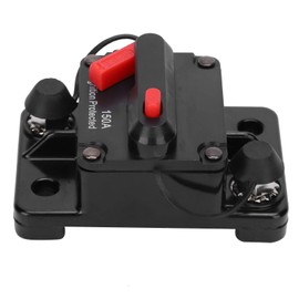Circuit Breaker Fuse Holder for Automatic Reset Waterproof Copper Automatic Switch Red DC12-42V with Waterproof Plastic Protective Cover (150A)