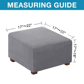 Flamingo P Stretch Ottoman Cover Square Ottoman Slipcovers Furniture Protector Folding Storage Stool Furniture Protector Soft Slipcover with Elastic Bottom (Small Size - Dove)