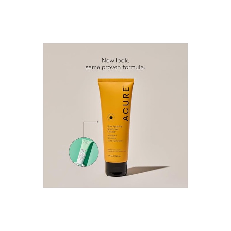 Acure, gel limpiador facial ultra hidratante de jugo verde 118