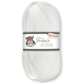 Frida's Wollhaus Frida's 100 g #15te Allround Basic Yarn Baby Yarn Wool Knitting Crochet Soft 45 Colours (150 | White)