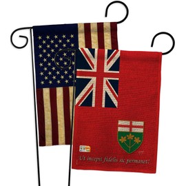 Canada Provinces Ontario Garden Flags Pack Regional Canadian Territories Region Country Particular Area USA Vintage Applique Small Decorative Gift Yard House Banner Double-Sided US Made 13 X 18.5