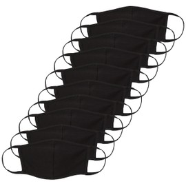 FM London Reusable Fabric Mask, 100% Cotton (Pack of 10) - black