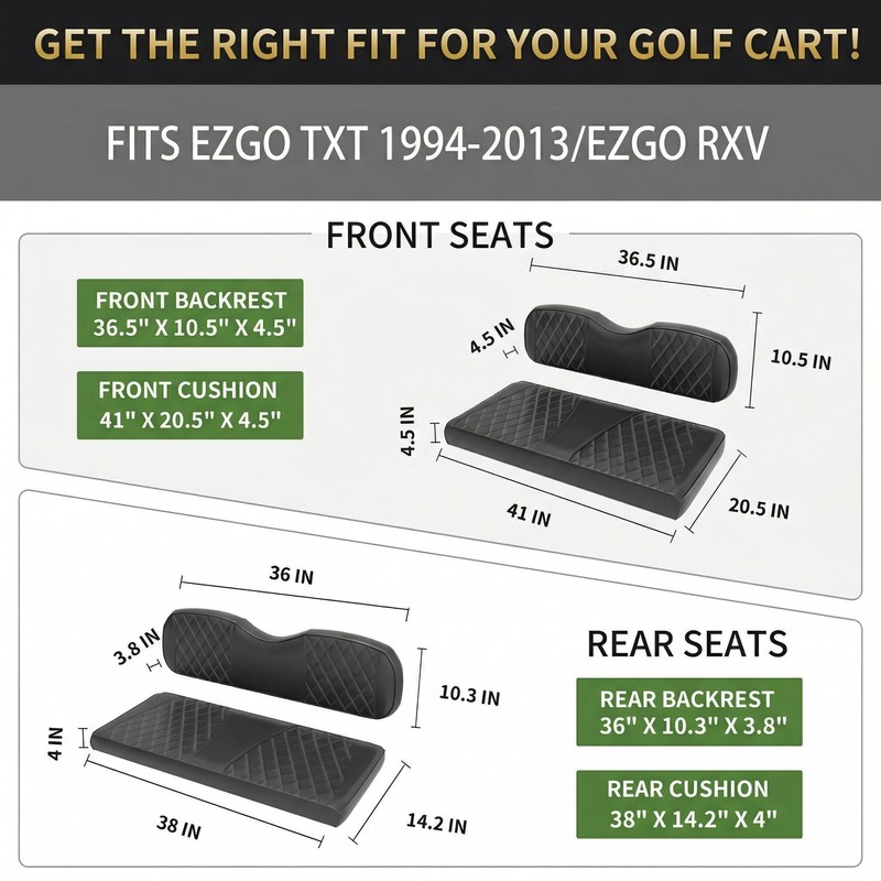 SugarFox 4PCS Golf Cart Seat Covers - Staple-Free Easy Install