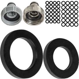Replacement Flat Seal Set, 50 Pieces, for G 1/2 Inch and 3/4 Inch Garden Plug Systems, Compatible with Gardena 21 and 26.5 mm Tap Connectors, Diameter 19 x 11 and 24 x 16 mm, Rubber, Seal for