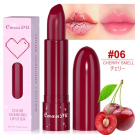 LEEINTO Peach Girl Crystal Color Changing Lipstick Fruit Flavor Lipstick Peach, Strawberry, Pineapple, Watermelon, Cherry, Blueberry, Moisturizing and Lasting Moisture Jelly Lipstick (06# Cherry)
