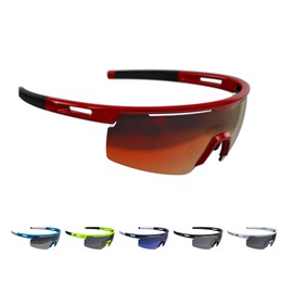 BBB Avenger Cycling Glasses | Men's and Women's Sports Glasses Sunglasses Cycling | with Interchangeable Lenses | Polycarbonate | MTB Road Bike Urban | Shiny Red | BSG-58