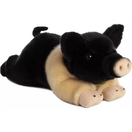 Aurora - Medium Black Miyoni - 12" Hampshire Pig - Adorable Stuffed Animal