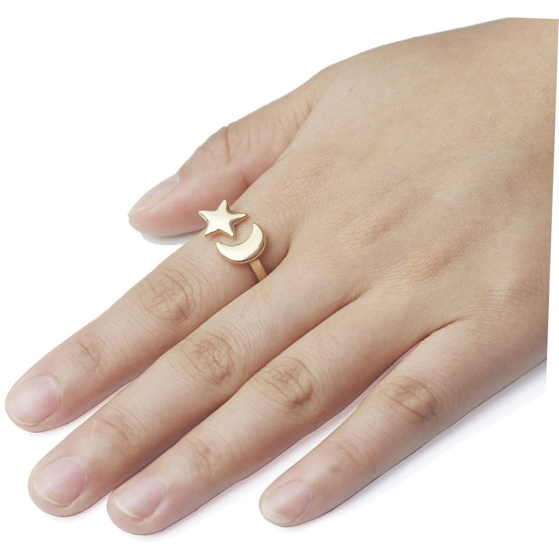 FOMIYES Open Ring Aesthetic Star Moon Ring for Women Statement