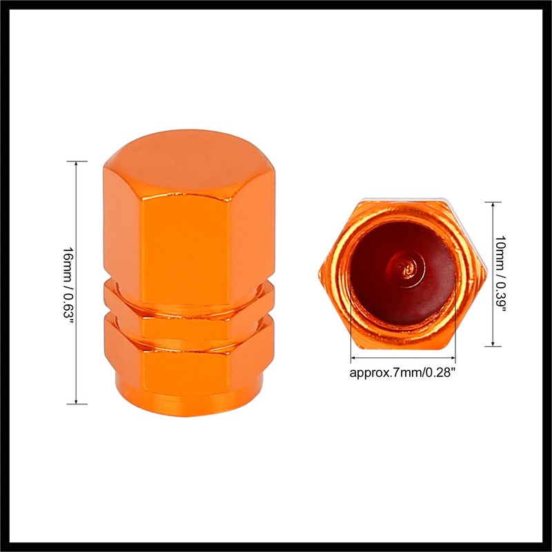 Hihaha 8pcs Orange Tire Stem Valve Caps Wheel Valve Covers