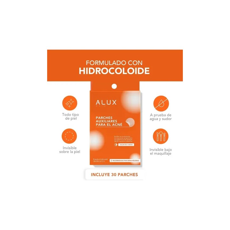 Alux Skin Parches Hidrocoloide Para Acné 30 Piezas Todo Tipo
