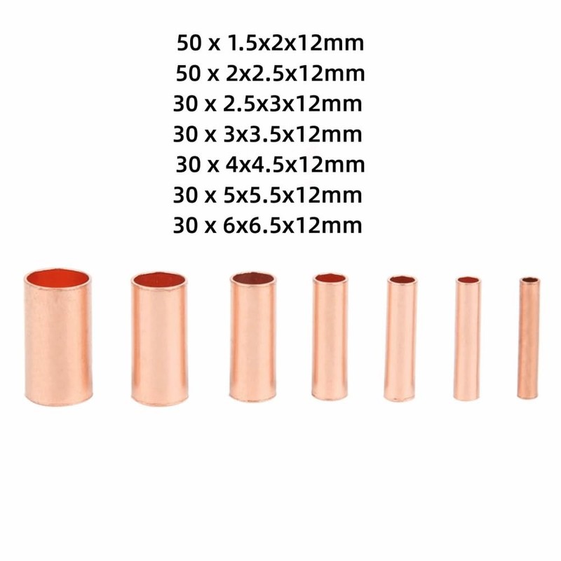 EZBUYGO 250pcs Copper Tubing Connector Kit - 7 Size Mixed