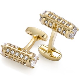 Crystal Cufflinks for Men with Gift Box, 18K Gold Tone Cuff link for Men's Dress Shirts and French Cuff Shirts on Birthday Party Wedding Anniversary, Metal, not known