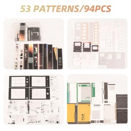 GCNWW 94 Pcs Scrapbook Accessories Scrapbook Kit, Vintage Collection Style Film Scrapbook Paper Packs, Waterproof Tape Stickers for Diaries, Planners, DIY Art and Crafts