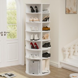 Rotating Shoe Rack Tower 7-Tier Spinning Shoe Rack Free Standing 360° Revolving Organizer High Bottom Design Shoe Cabinet Storage Decor Room - Color: 7-Tier Circle