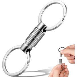 FEGVE Titanium Key Chain Connector Detachable 360 Degree Rotation Car Key Holder for Men’s Shedding Prevention Releaser with Key Ring, Glossy (1 piece)