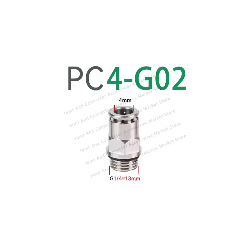 5-Pack PC-G Nickel-Plated Brass Pneumatic Push-to-Connect Fittings, 4–12 mm Tube,