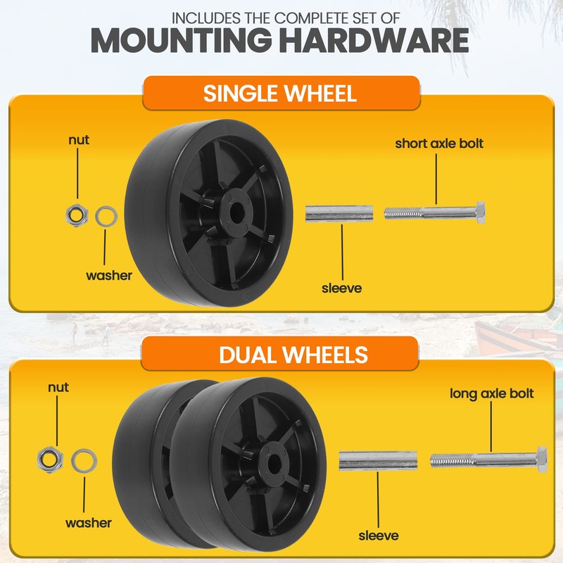 (2-Pack) AR-PRO 6-Inch Boat Trailer Jack Wheels - Universal Fit