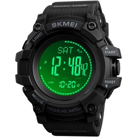 Mens Outdoor Sports Army Watches Pedometer Calories Digital Watch Altimeter Barometer Compass Thermometer Weather Men Watch (A Black)