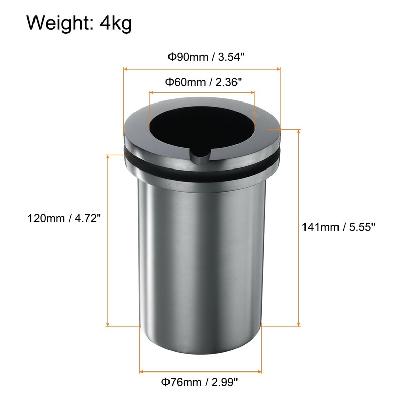 Sourcing Map Graphite Crucible, 4kg High Purity Graphite, Grooved Design,