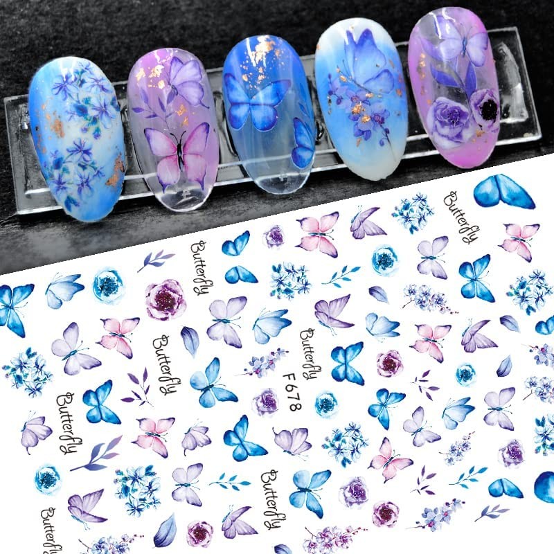 LANODO 8 Pcs Cute 3D Nail Stickers Sticking Paper Beautiful