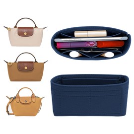 LOUKAYCCI Felt Mini Organizer Insert for Longchamp mini XS Bag,Purse Organizer Insert For Handbag (DarkBlue)