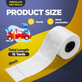 Sacubee 1.5 oz 4" Wide x 15 Yards Fiberglass Chopped Strand Mat Lightweight Glass Fiber Easy to Use White Fiberglass Mat for Hand Layup Roof Boats Maintenance Structural Reinforcement Repair Kit