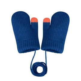 Becellen Baby Mittens, Warm Anti-Scratch Winter Gloves with Lanyard, Cute Fleece Lined Knitted Gloves, Infant Thick Thick Toddler Mittens for 0-3 Years, Boys and Girls, blue