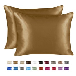 ShopBedding Luxury Satin Pillowcase for Hair – King Satin Pillowcase with Zipper, Gold (Pillowcase Set of 2) – Blissford
